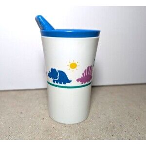 Vintage The First Years Baby Cup Dinosaur Trainer Toddler Sippy With Lid 6 oz.